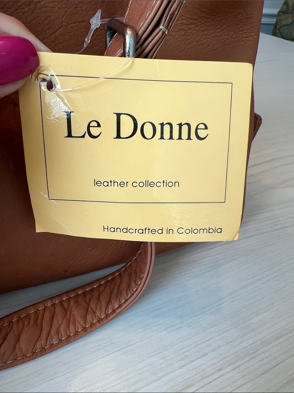 LeDonne Tan Leather large Crossbody Bag 14”w x 9” tall. Never used
